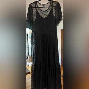 Torrid black on black polka dot maxi dress